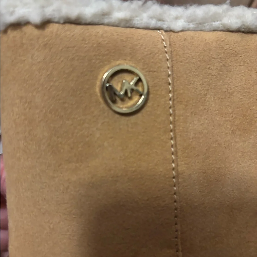 Michael Kors Camel Suede Boots with Shearling Trim
